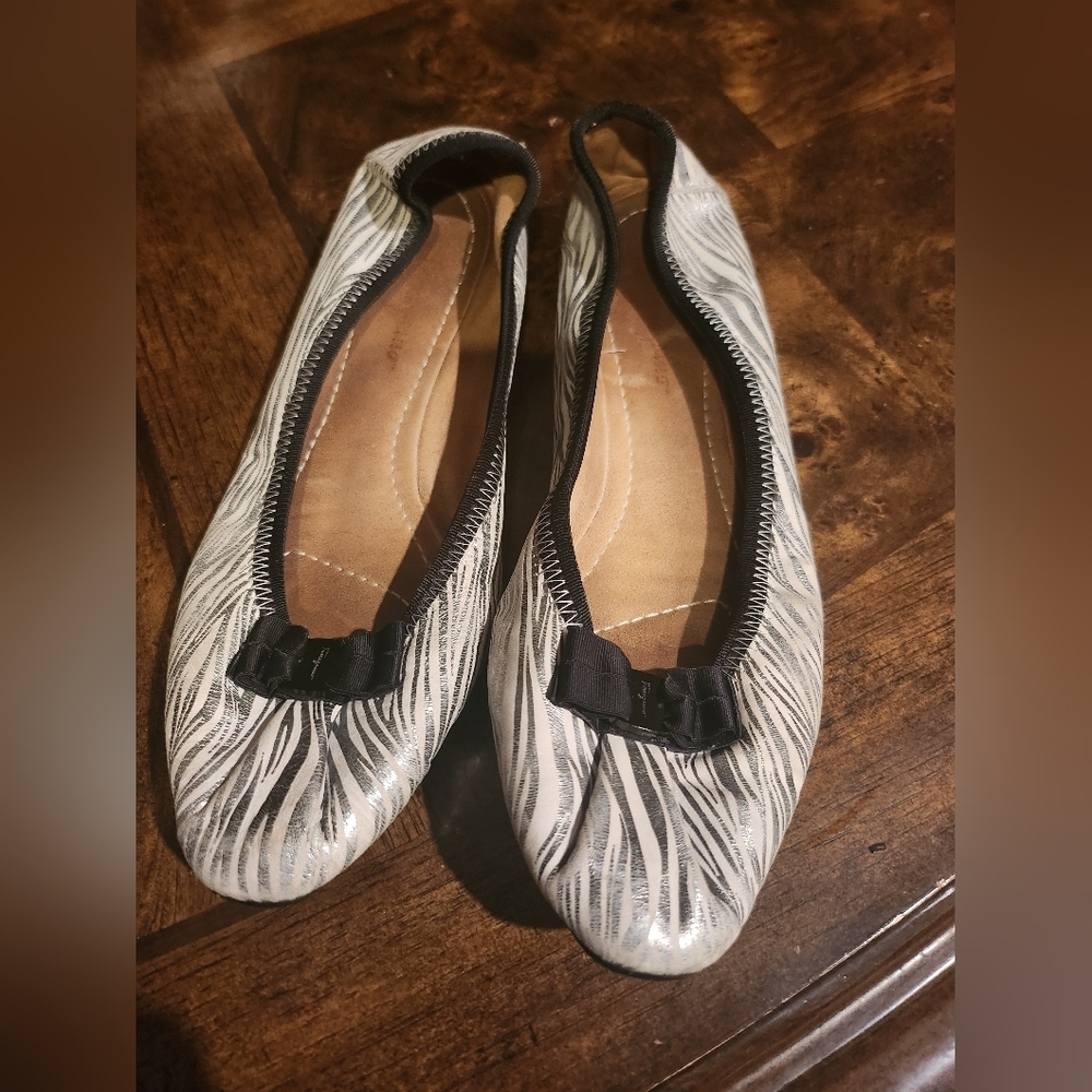 Salvatore Ferragamo Zebra Print Leather My Joy Ballet Flats size 8